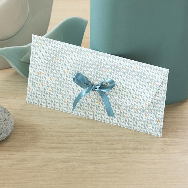 Enveloppe cadeau réutilisable made in France réversible MAUD de la collection Bleu losange